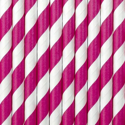 Produktbild von 24 gestreifte Trinkhalme in Pink und Weiß