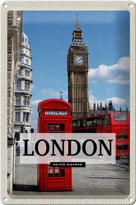 Produktbild von Blechschild Reise 20x30cm London Telephone Retro