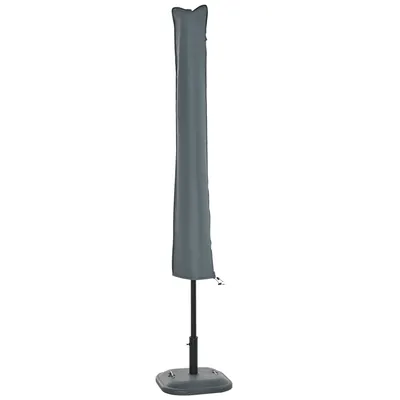 Produktbild von Outsunny Sonnenschirm Schutzhülle Schirmschutzhaube Abdeckung, wetterfest, Fixierriemen, Reißverschluss, Oxford-Polyester, Grau, 178 x 25/35 cm