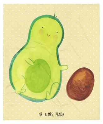 Produktbild von Mr. & Mrs. Panda Bettdecke Avocado Kern rollt - Gelb Pastell - Geschenk, Geburt, Decke, Kuscheldecke, Plaid, Tagesdecke, Bettüberwurf, Liebe, Schlafdecke, Schwangerschaft