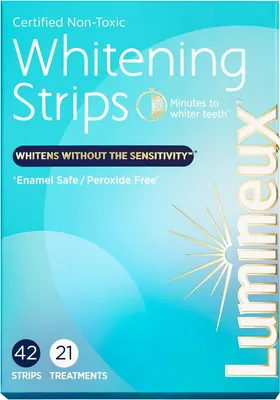 Produktbild von Lumineux Teeth Whitening Strips - 42 Stück - Zahnaufhellung Streifen Frei von Peroxid (0%) - 100% Natürliche Inhaltsstoffe - Zahnaufhellungsset