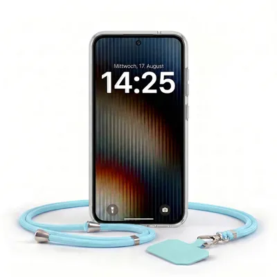 Produktbild von Handyhülle für Samsung Galaxy A55 5G mit Handykette Band in Hellblau Kordel Hülle Case Schutzhülle Transparent