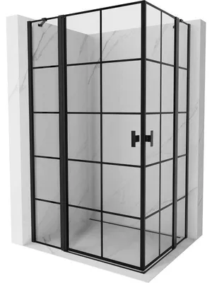 Obrázek produktu pro Mexen Mist Duo sprchový kout s otevíracími dveřmi 90 x 80 cm, černá mřížka, černý - 8A4-090L-080P-70-77