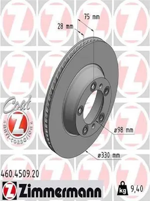 Produktbild von ZIMMERMANN Coat Z Bremsscheibe Hinten Rechts für PORSCHE PANAMERA (971) 330mm 460.4509.20