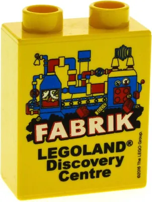 Produktbild von 1x Lego Duplo Motiv Stein 1x2x2 gelb bedruckt Legoland FABRIK 2016 4066pb702