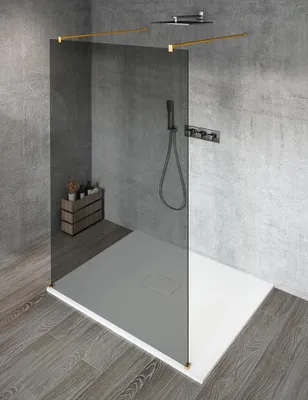 Produktbild von Gelco VARIO GOLD MATT Dusch-Glasteil, freistehend, graues Glas, 1300 mm