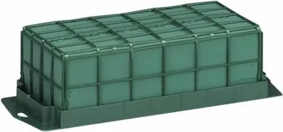 Produktbild von OASIS® Nass-Steckmasse Raquette 1 Ziegel IREMA, Kunststoffunterlage, Klebeband, Gitter, grün, 29x12x8,5cm - Nasssteckschwamm