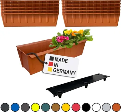 Produktbild von BURI 10 Euro-Paletten Blumenkästen-Einsätze inkl. Bewässerungsmatte | 37,3cm Terrakotta | Pflanzkasten für Europalette Palette | Balkonkasten | Blumentopf | aus stabilen Kunststoff |  Germany