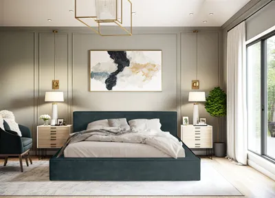 Produktbild von Polsterbett Doppelbett OMAHA 180x200cm Komplettset in Stoff Macau Petrol