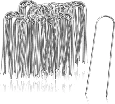 Obrázek produktu pro com-four® 100x zemní kotvy 150x25x3mm z potažené oceli - robustní zemní kolíky pro upevnění fólie proti plevelu a plastové fólie - zemní kotvy pro zahradničení a kempování - kulaté