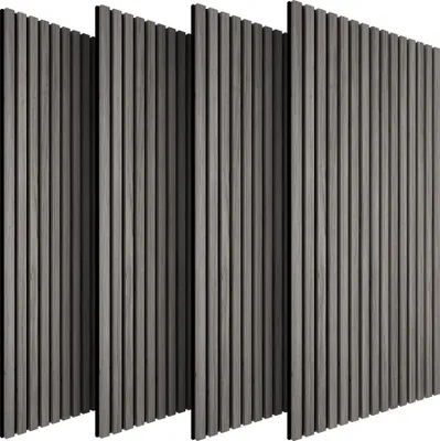 Obrázek produktu pro tectake Akustické panely Sonic Wall II, sada 4 ks, MDF, dýha z pravého dřeva, zvukový absorbér, zvuková izolace, 110 x 50 cm, lze zkrátit, plsť, dřevěné lamely