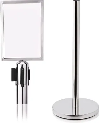 Produktbild von Abgrenzungspfosten + Schilderhalter Gurtanschlüsse mit 4 Wege System Edelstahl Highflex
