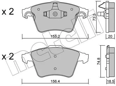 Produktbild von METELLI Bremsbeläge Satz Vorne Bremsklötze für VW Transporter V Bus (7HB, 7HJ, 7EB, 7EJ, 7EF, 7EG, 7HF, 7EC) 22-0552-3