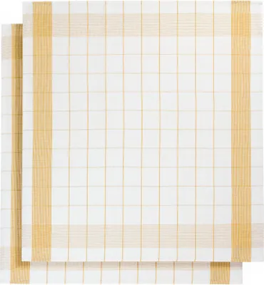 Produktbild von küchentuch 65x65 cm Baumwolle/Leinen weiß/Ockergelb 2 Stück