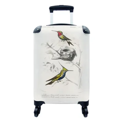 Produktbild von MuchoWow® Koffer Handgepäck Trolley Rollkoffer Kleine Reisekoffer mit 4 Rollen - Vogel - Vintage - Zweig - Cabin Size < 55x40x23 cm & 55x40x20 cm - Fotokoffer - Kabinenkoffer - Boardgepäck - Reise-Box - Reisekoffer - Reisegepäck - Koffer mit Bild - Trolley für Kinder