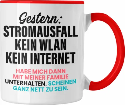 Produktbild von Trendation - Gamer Tasse Geschenk Jungen Zocker Mitbringsel Männer Zocken Gaming Geschenkideen PC Kinder Zubehör Spruch Lustig Stromausfall (Rot)