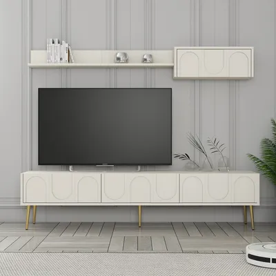 Immagine prodotto di Skye Decor, Lyon 2 - Crema, Oro, Mobile TV, Crema, 100% PANNELLI DI PARTICELLE RIVESTITI IN MELAMMINA, 180 x 35 x 43 cm
