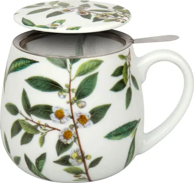 Produktbild von Könitz My Favourite Tea Green Tea Kuschelbecher mit Sieb und Deckel, Teetasse, Tee Tasse, Becher, Bone China Porzellan, 420 ml, 11 5 343 2224