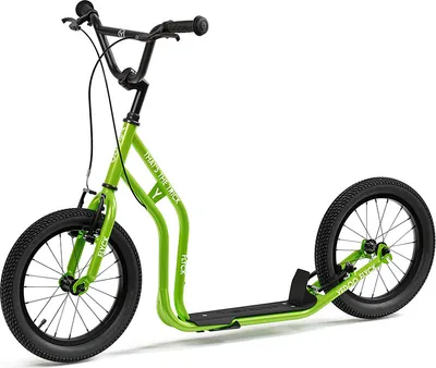 Image de Scooter Yedoo Flyck pour enfants à partir de 8 ans, avec roues gonflables 16/16 et béquille Vert