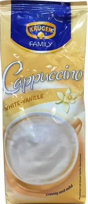 Produktbild von Krüger Family White Cappuccino (500 g Beutel) + usy Block