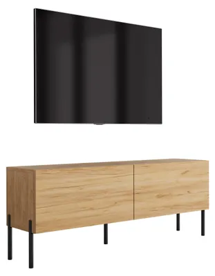 Immagine prodotto di Mobile TV con gambe nere, finitura effetto legno "rovere", dimensioni 140 x 32 x 52 cm