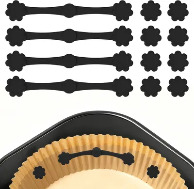 Produktbild von Magnete für Backpapier im Airfryer, 12 Stück, hitzebeständige Silikonmagnete für Heißluftfritteusen (Schwarz)