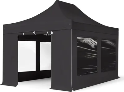 Produktbild von TOOLPORT 3x4,5m Aluminium Faltpavillon, inkl. 4 Seitenteile, schwarz