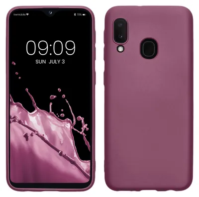 Produktbild von kwmobile Handyhülle für Samsung Galaxy A20e Hülle - Silikon Case metallisch schimmernd - Schutzhülle Cover - Metallic Lavendel