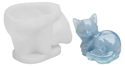 Produktbild von 3D-Silikonform für Katzen, Tierform aus Epoxidharz, Silikon-Gussformen für Kätzchen, Formen für Kerzen in Form einer liegenden Katze, Seifenformen, DIY-Squishies, DIY-Silikonform für Harz, Beton, Gips, Wachs, Seife