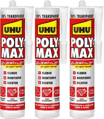 Produktbild von UHU Poly Max Glasklar Express 3 x 300g