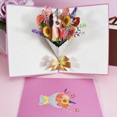 Obrázok produktu pre 3D pop-up blahoželanie ku Dňu matiek - Kytica kvetov pre mamu