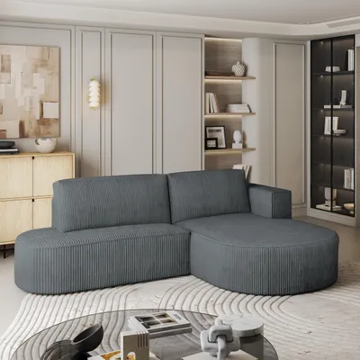 Produktbild von Masseno Ecksofa CORTIO P R-S mit Schlaffunktion L-Form, Sofa mit Bettkasten, Wohnzimmersofa, Couch, Soffa, Bettsofa, Couchgarnitur- Grau, POSO 60