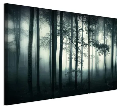 Immagine prodotto di Set di 3 quadri decorativi LUMASOUL per soggiorno, motivo: foresta, dimensioni: 120x80 cm. Set di 3 stampe su tela per camera da letto, corridoio, ufficio e cucina