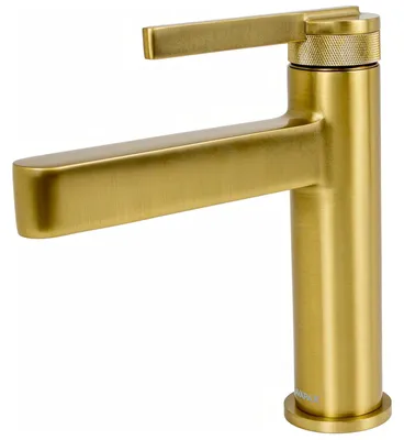 Produktbild von Avapax | Waschtischarmatur Stehend Aurevo - Gold Gebürstet - Messing - Geometrischer Auslauf