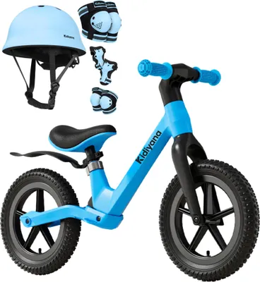 Produktbild von Kidiyana 12-Zoll Laufrad - Schutzausrüstung S - Kinderhelm XS - Blau Bundle - Amazon