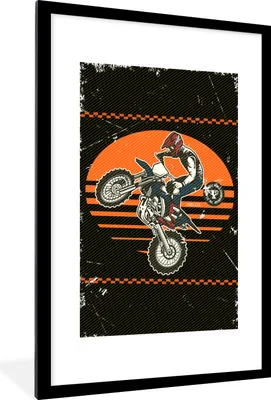 Produktbild von MuchoWow® MuchoWow® Gerahmtes Poster Vintage - Motor - Muster 60x90 cm - Poster mit zchwarzem Bilderrahmen - Dekoration - Wandposter Wohnzimmer - Hochwertig