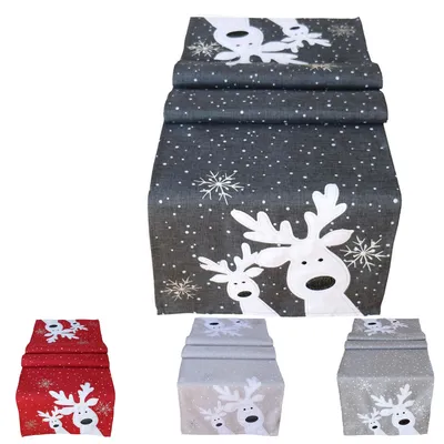Produktbild von Tischläufer mit Elchdesign - 40 x 140 cm für Weihnachtsdekoration