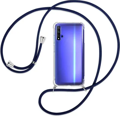 Produktbild von Handykette Backcover-Schutzhülle mit Band (Metall silberfarben) für Honor 20 / Huawei nova 5T - dunkelblau