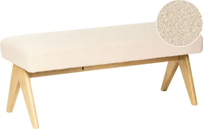 Produktbild von BELIANI Sitzbank Cremeweiß Bouclé-Stoff Gepolstert 118 cm Teddy-Optik Helle Holzbeine Ohne Lehne Retro-Design Esszimmer Wohnzimmer Polsterbank Flurbank