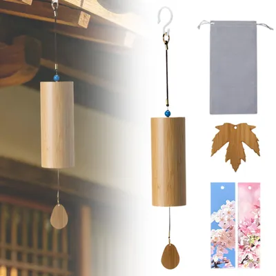 Bambus-Windspiel F-Akkord mit Geschenkverpackung, Zen-Klangspiel