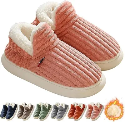 Produktbild von Hausschuhe Damen Herren - Winter Warme Geschlossen Plüsch Weiche Modern Bequeme Elegant Rutschfeste Memoryschaum Pantoffeln