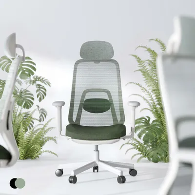 Produktbild von FLEXISPOT Balanso Ergonomischer Bürostuhl mit Dynamic Balance Mechanik und Fußstütze, 3D Armlehnen, adaptiver Lendenstütze, Farbverlauf Grün