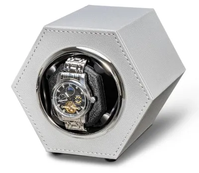 Immagine prodotto di Scatola di rotazione per orologio automatico iUni, Watch Winder, Pelle ecologica, Grigio