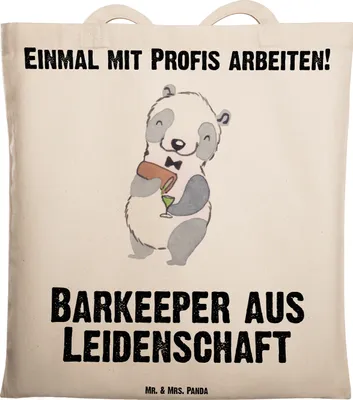 Produktbild von Mr. & Mrs. Panda Jutebeutel Barkeeper Leidenschaft - Transparent - Geschenk, Tote Bag, Tragetasche, Ausbildung, Einkaufstasche, Tasche, Shopping, Bartender, Laptoptasche