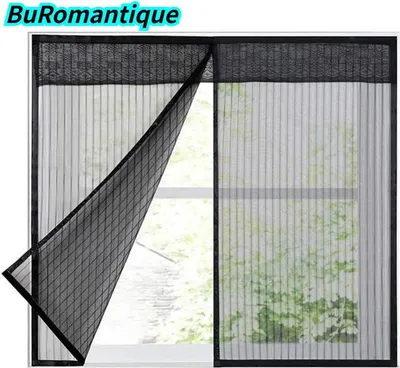 Obrázek produktu pro Magnetická moskytiéra do oken, síť proti hmyzu se suchým zipem, černá, 120 x 120 cm