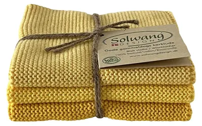 Produktbild von 3er SOLWANG Wischtuch Küchentuch Waschlappen aus Baumwolle - GELB Kombi