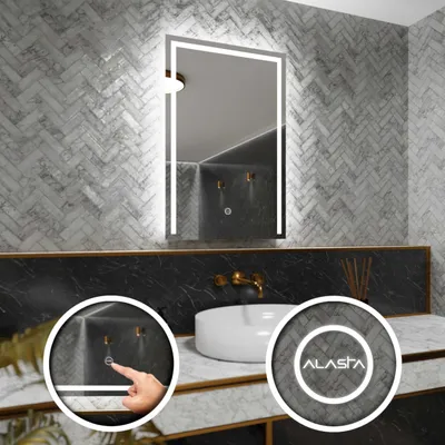 Produktbild von Badspiegel mit LED Beleuchtung und Touch-Schalter - Sydney - 60 cm, 70 cm