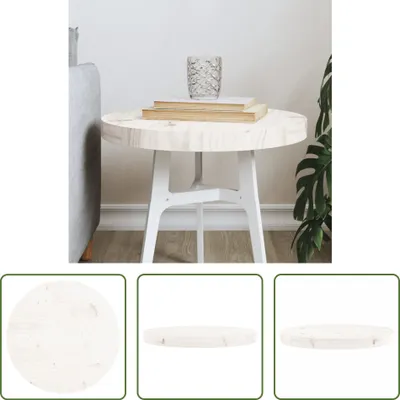 Produktbild von The Living Store Tischplatte Rund Weiß Ø40x3 cm Massivholz Kiefer
