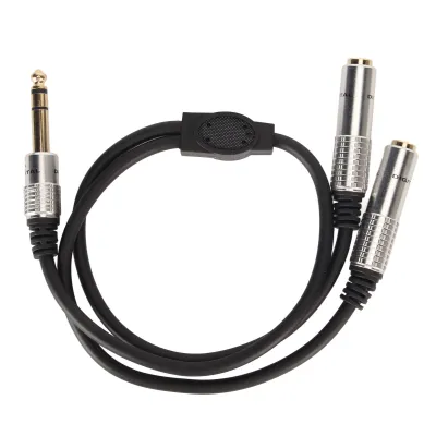 Immagine prodotto di cavo stereo splitter a Y da 1/4 di pollice, a doppio canale in lega di alluminio, da spina da 6,35 mm a presa doppia da 6,35 mm, cavo da 19,7 pollici