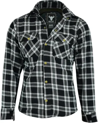 Produktbild von Herren Motorradhemd Lumberjack Holzfäller Hemd motorradjacke mit Protektoren, Größe:62/5XL, Farbe:Schwarz